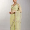 Lime Green Embellished Net Saree