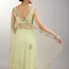 Lime Green Embellished Net Saree