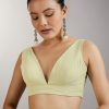 Lime Green Embellished Net Saree