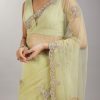 Lime Green Embellished Net Saree