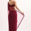 Red Embroidered Organza Saree With Unstitched Blouse