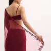 Red Embroidered Organza Saree With Unstitched Blouse