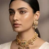 Green Rajwadi Statement Necklace Set