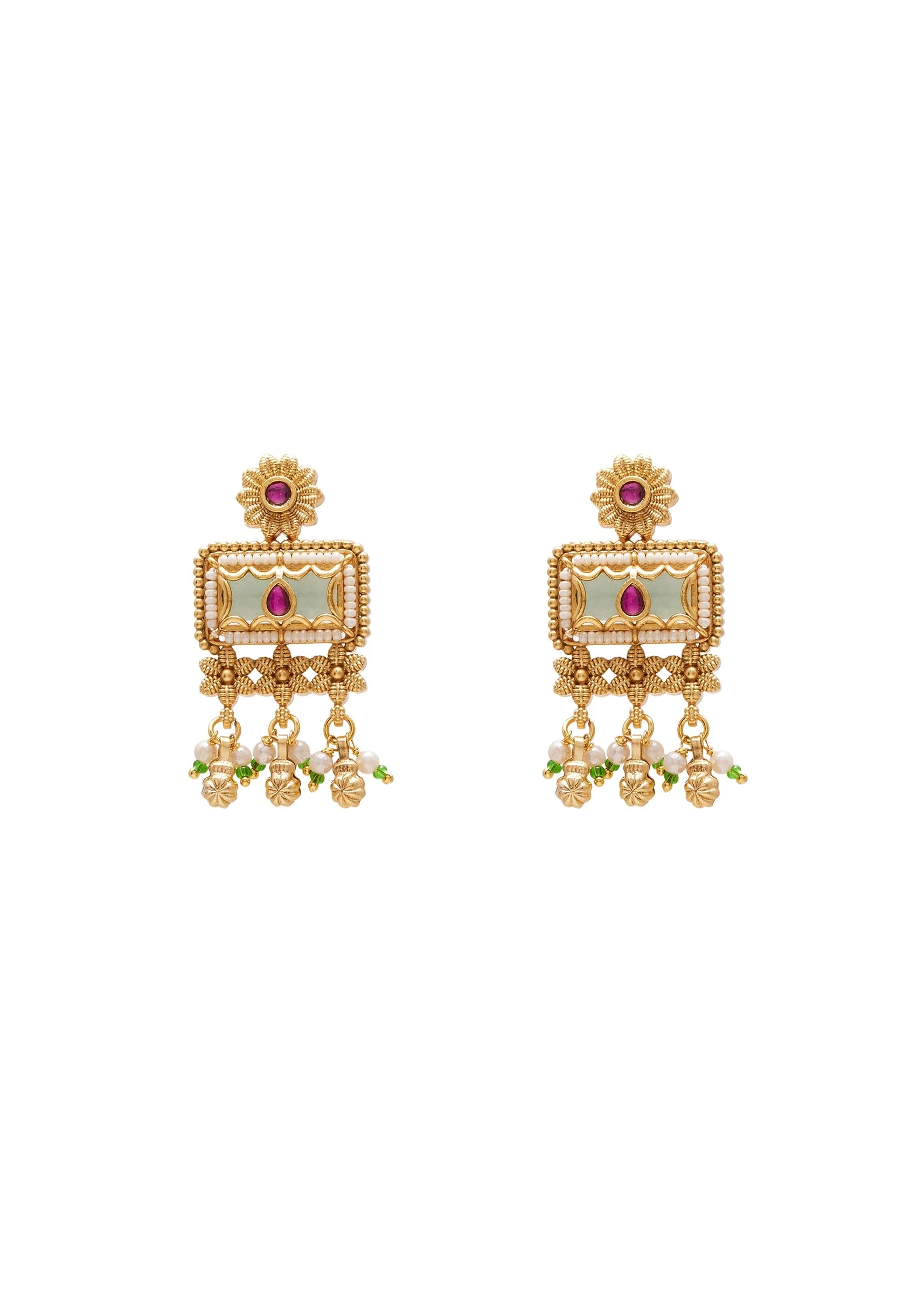 Green Rajwadi Statement Necklace Set