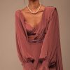 Pink Saree With Lantern Sleeved Blouse And Hand Worked Belt