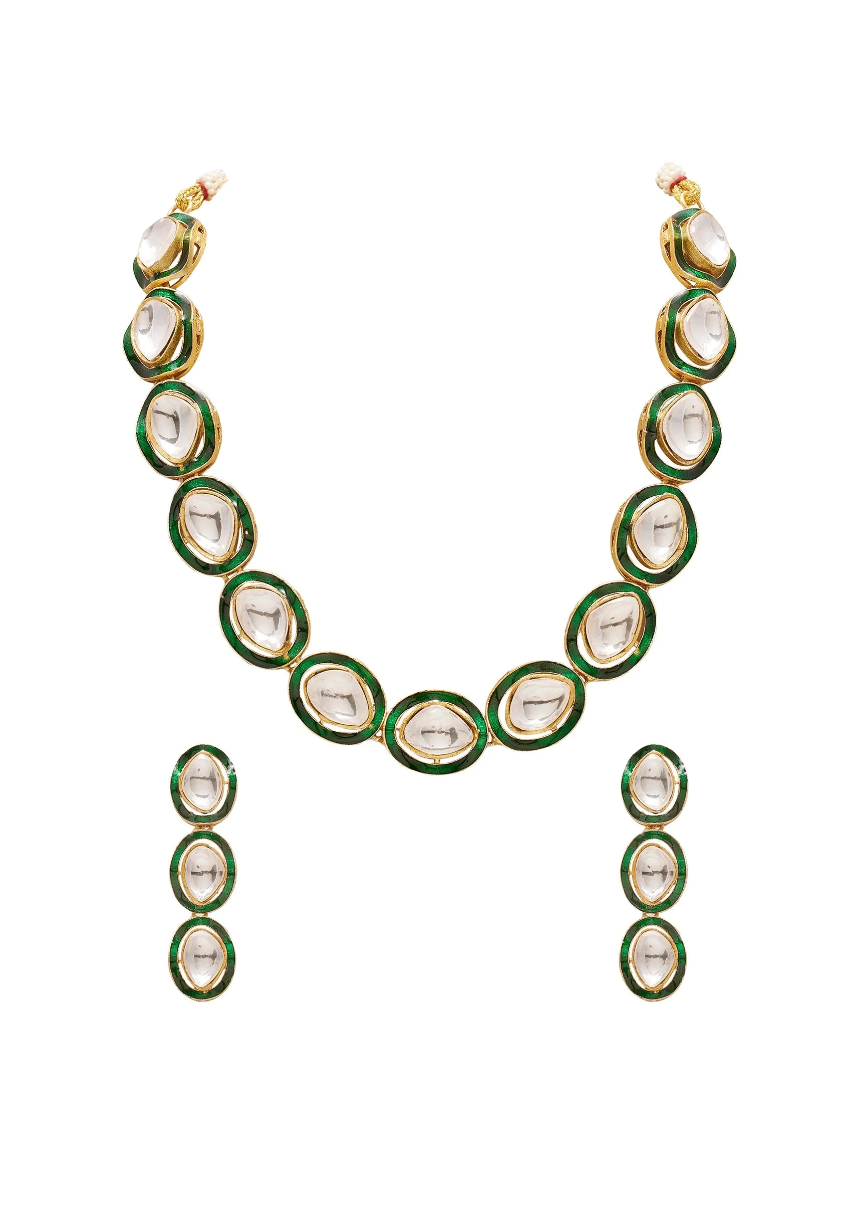 Green Polki Necklace Set