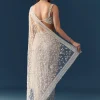 Off White Net Jaal Embellished Saree with Unstitched Blouse