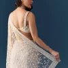 Off White Net Jaal Embellished Saree with Unstitched Blouse