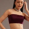 Wine Organza Saree With Cutdana And Sequins Border