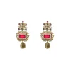 Red & Green Kundan Polki Long Earrings