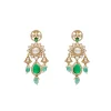 Green Kundan Polki Statement Earrings