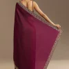 Wine Crushed Tissue Saree With Cutdana And Stone Embroidery