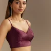 Wine Crushed Tissue Saree With Cutdana And Stone Embroidery