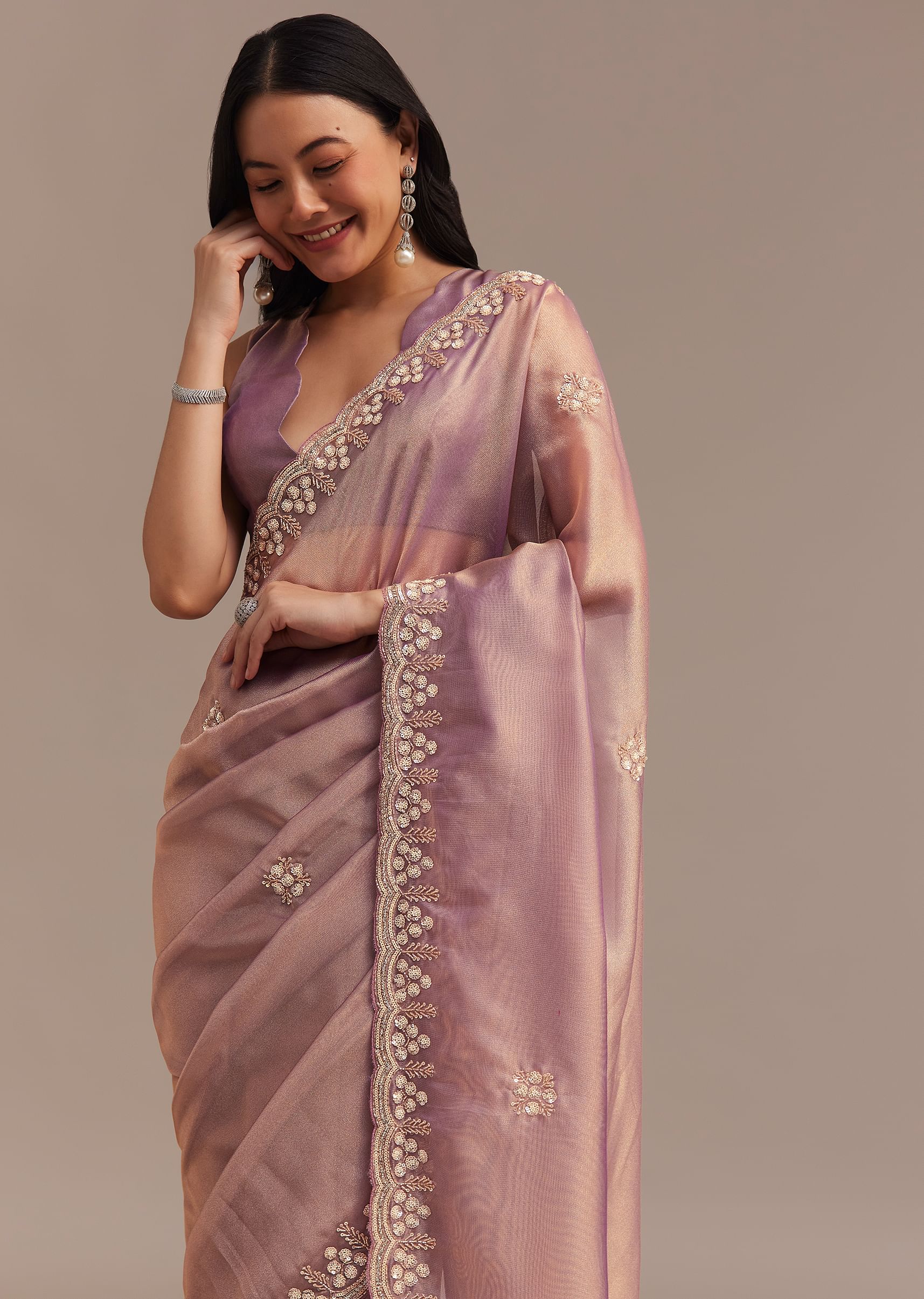 6831-lavender-tissue-saree-embroidered-with-sequins-and-cutdana-1.jpg Lavender Tissue Saree Embroidered With Sequins And Cutdana