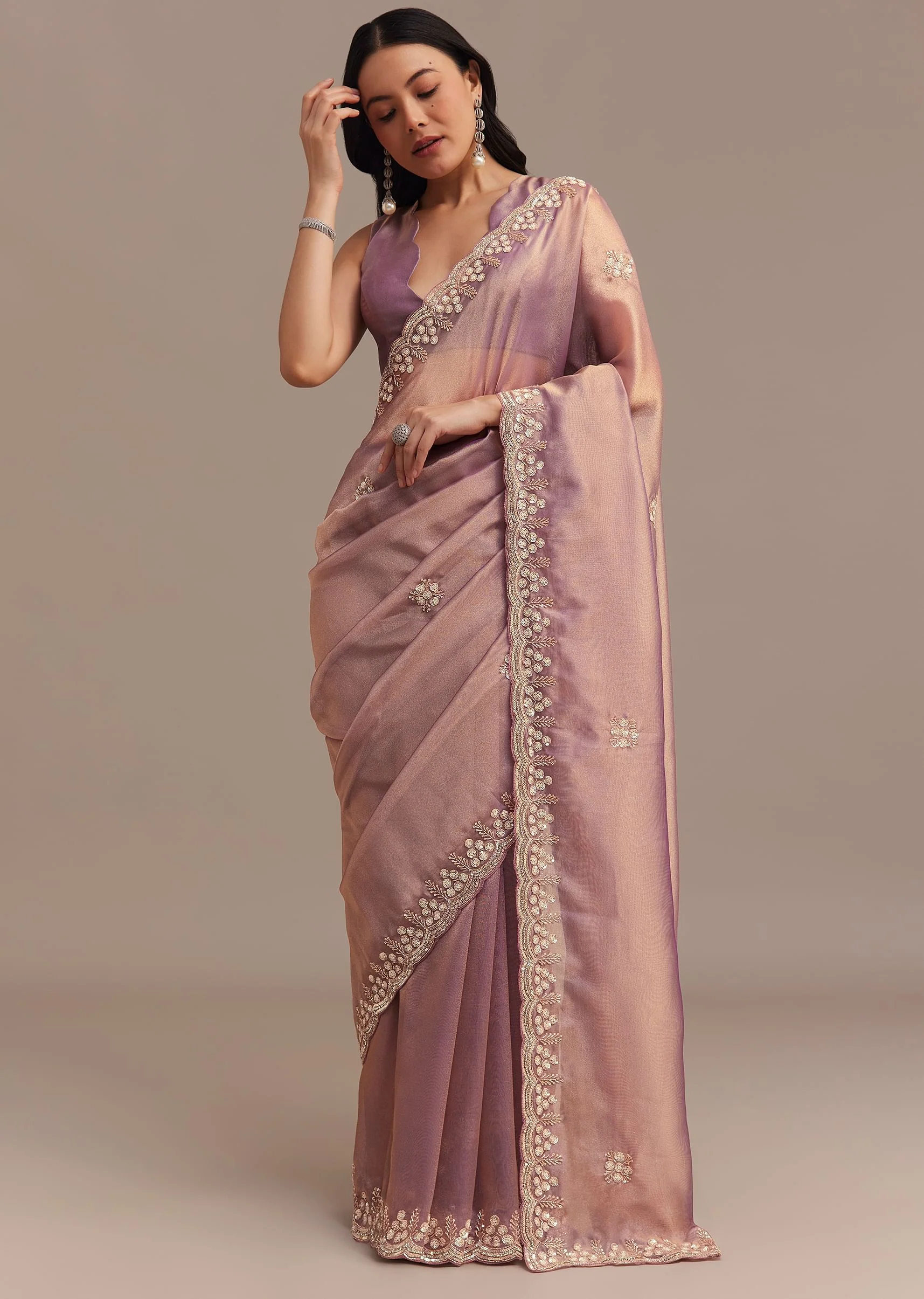 6831-lavender-tissue-saree-embroidered-with-sequins-and-cutdana-2.webp Lavender Tissue Saree Embroidered With Sequins And Cutdana