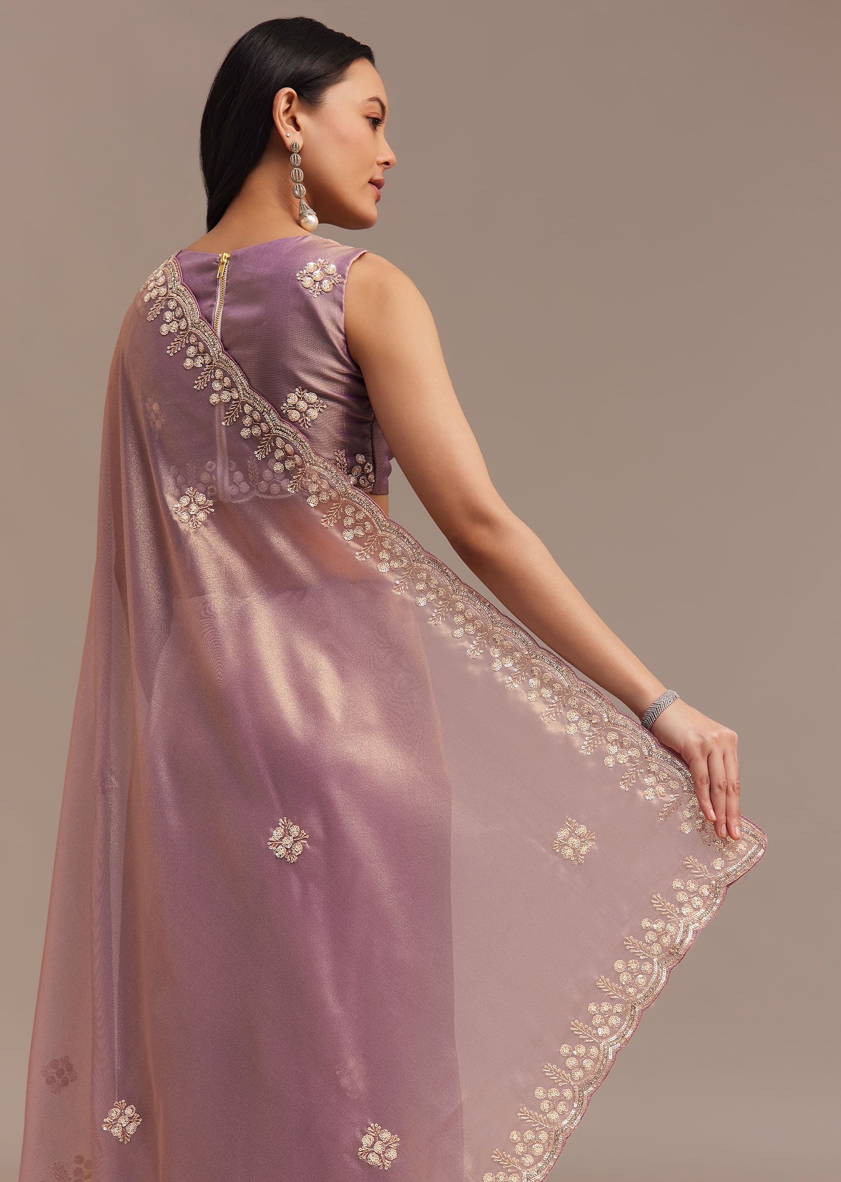 6831-lavender-tissue-saree-embroidered-with-sequins-and-cutdana-4.jpg Lavender Tissue Saree Embroidered With Sequins And Cutdana