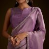 Lilac Tissue Saree With Cutdana Embroidery And Scallop Border