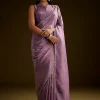 Lilac Tissue Saree With Cutdana Embroidery And Scallop Border