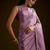 Lilac Tissue Saree With Cutdana Embroidery And Scallop Border
