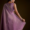 Lilac Tissue Saree With Cutdana Embroidery And Scallop Border