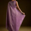 Lilac Tissue Saree With Cutdana Embroidery And Scallop Border