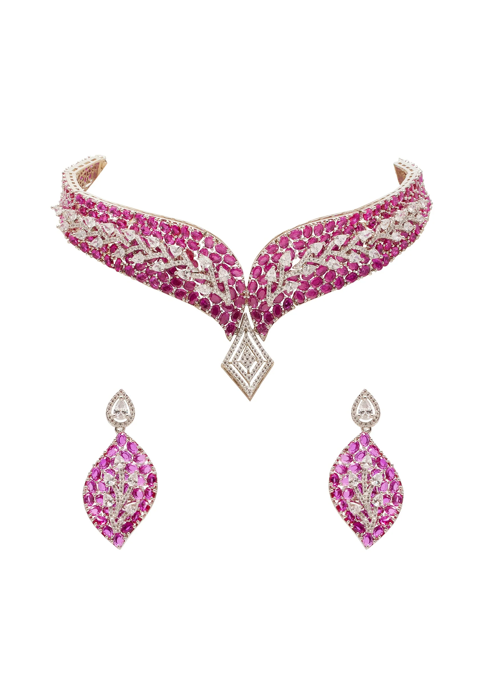 Pink Gold Statement Choker Necklace Set