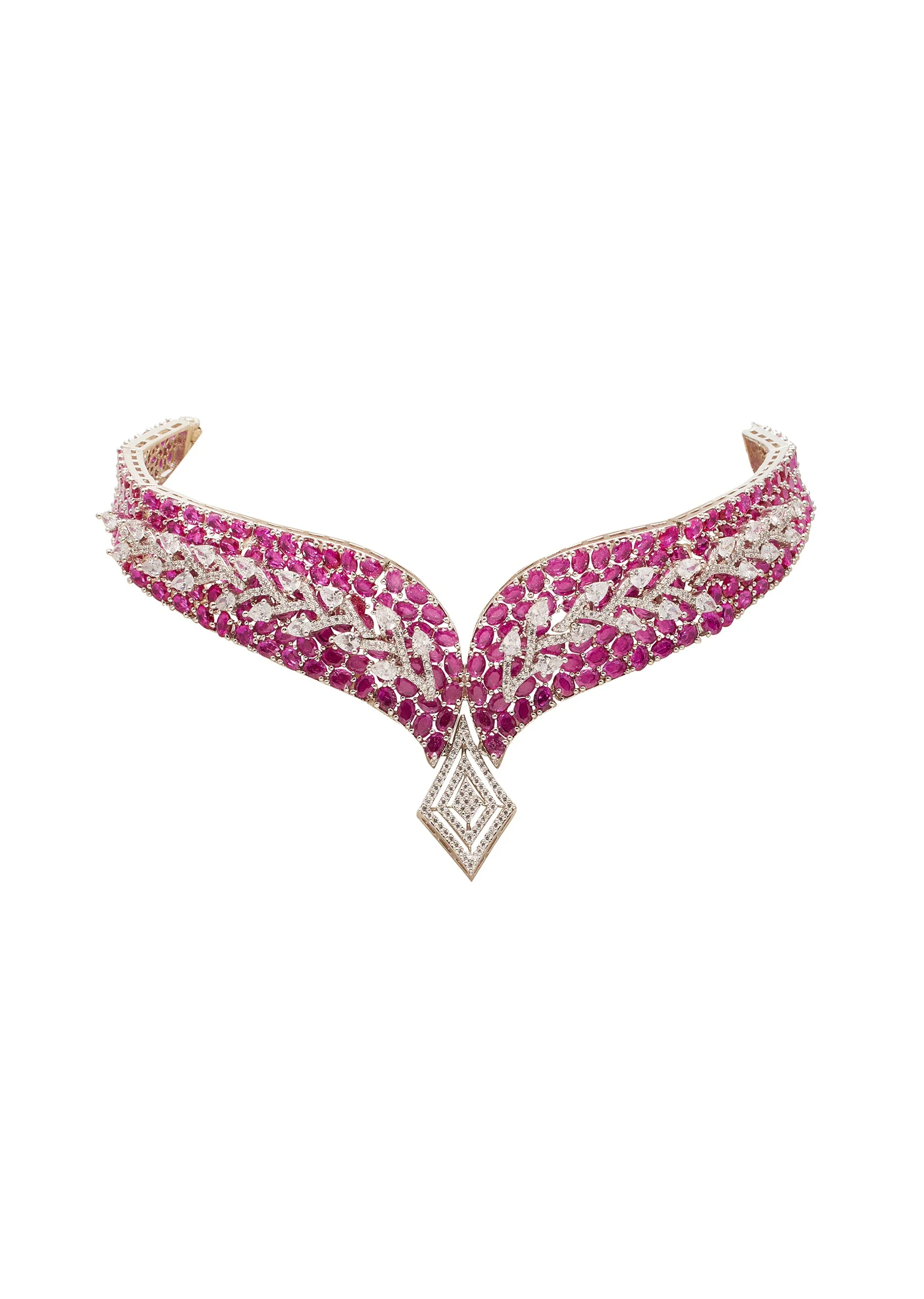 Pink Gold Statement Choker Necklace Set