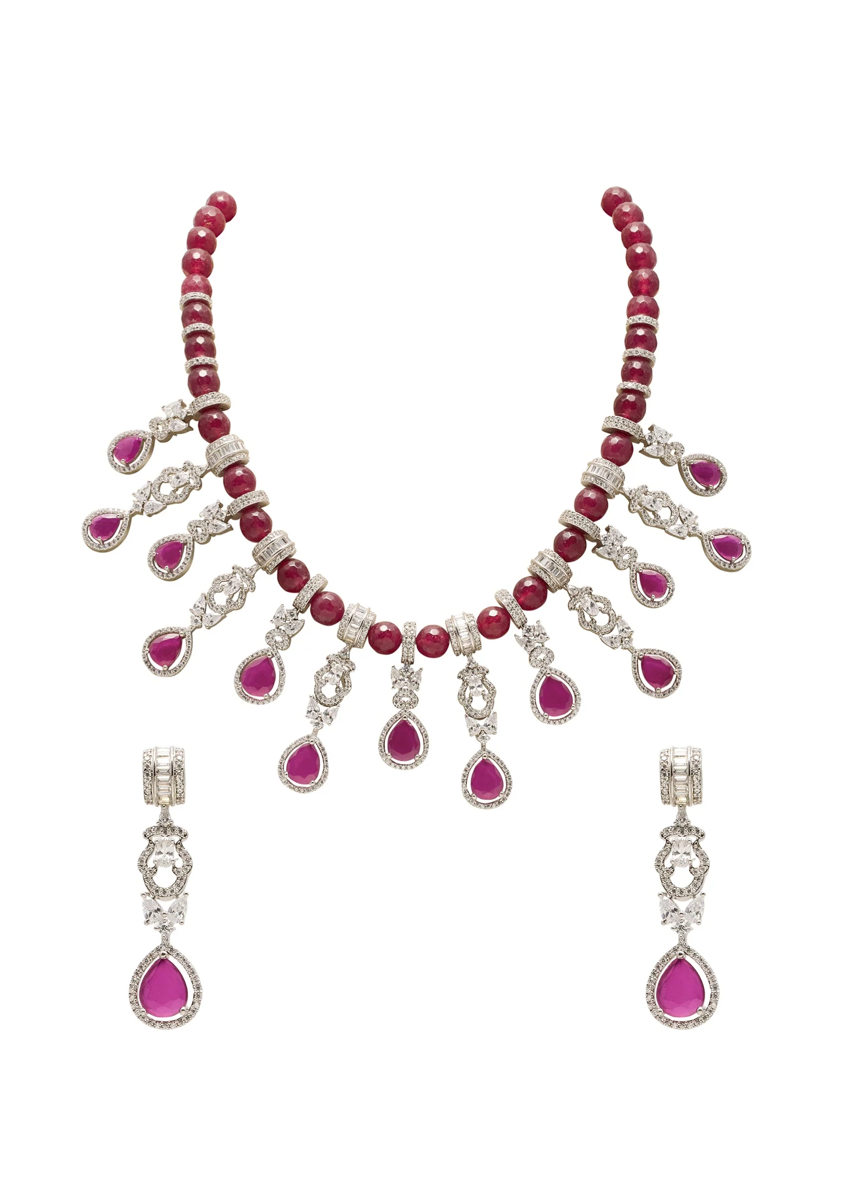 Pink Gold Festive Necklace Set