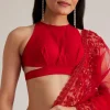 6893-red-net-saree-with-sequins-and-stones-embroidery-2.webp Red Net Saree With Sequins And Stones Embroidery