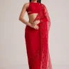 6893-red-net-saree-with-sequins-and-stones-embroidery-3.webp Red Net Saree With Sequins And Stones Embroidery