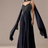 Navy Embellished Jumpsuit With Choker Dupatta