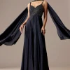 Navy Embellished Jumpsuit With Choker Dupatta