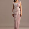 Dusky Pink Ready Pleated Saree With Embroidered Blouse
