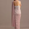 Dusky Pink Ready Pleated Saree With Embroidered Blouse