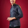 Navy Blue Thread Resham Embellished Mens Shirt