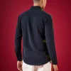 Navy Blue Viscose Mandarin Collar Mens Shirt