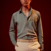Mint Green Embellished Mandarin Collar Shirt