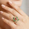 Green Red Teardrop Ring
