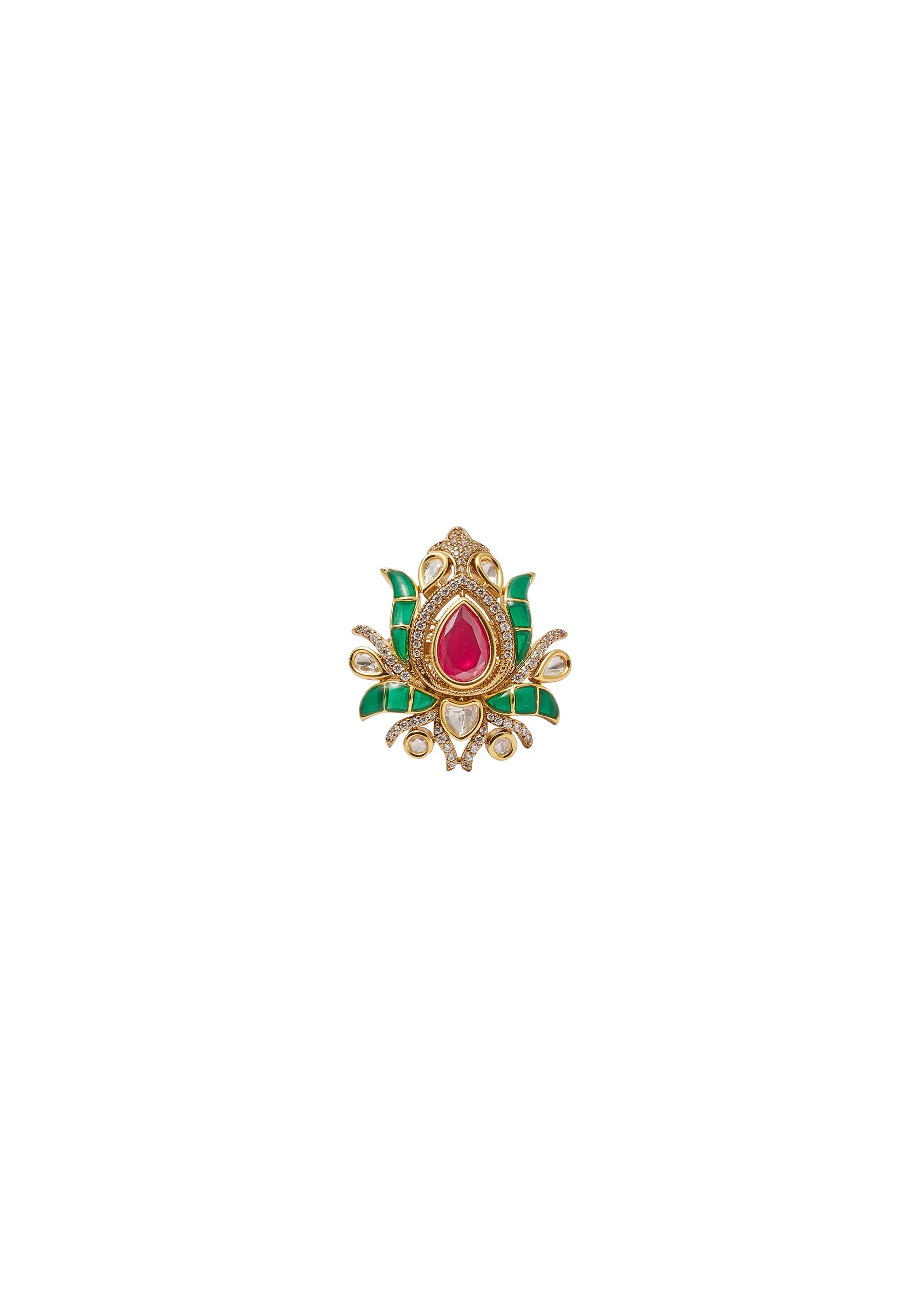 Green Red Teardrop Ring