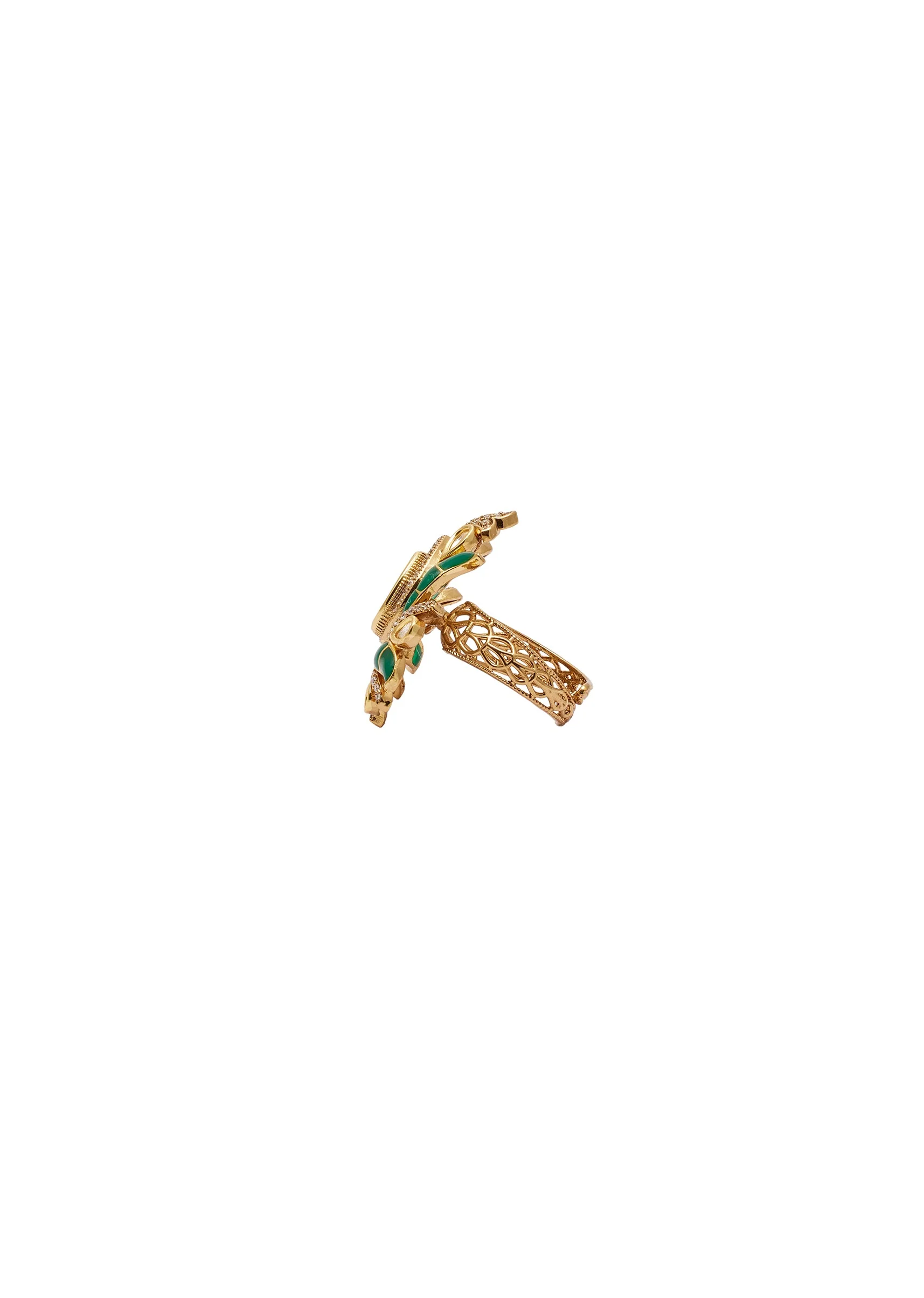 Green Red Teardrop Ring