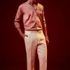 Onion Pink Embellished Silk Blend Party Shirt