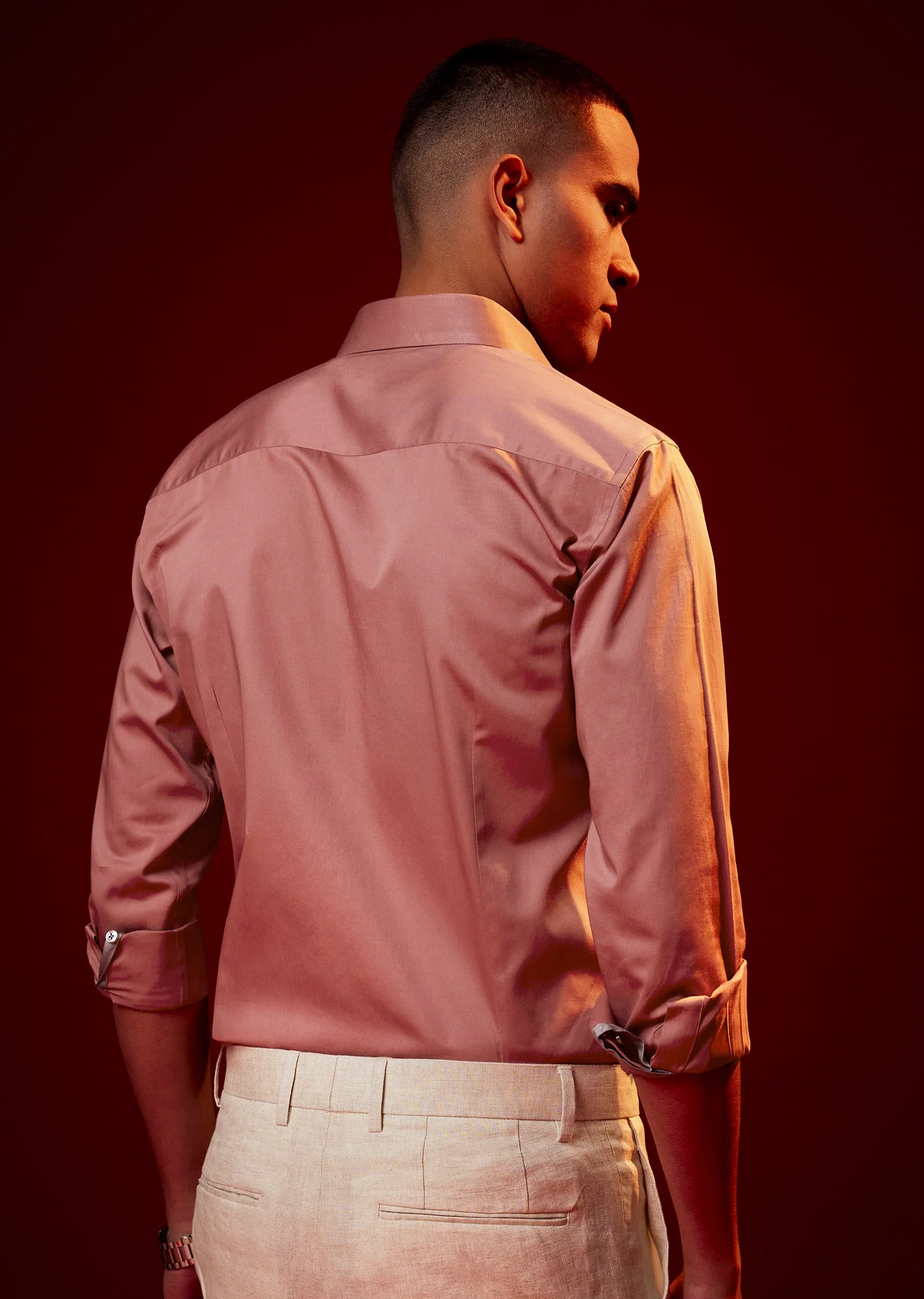 Onion Pink Embellished Silk Blend Party Shirt