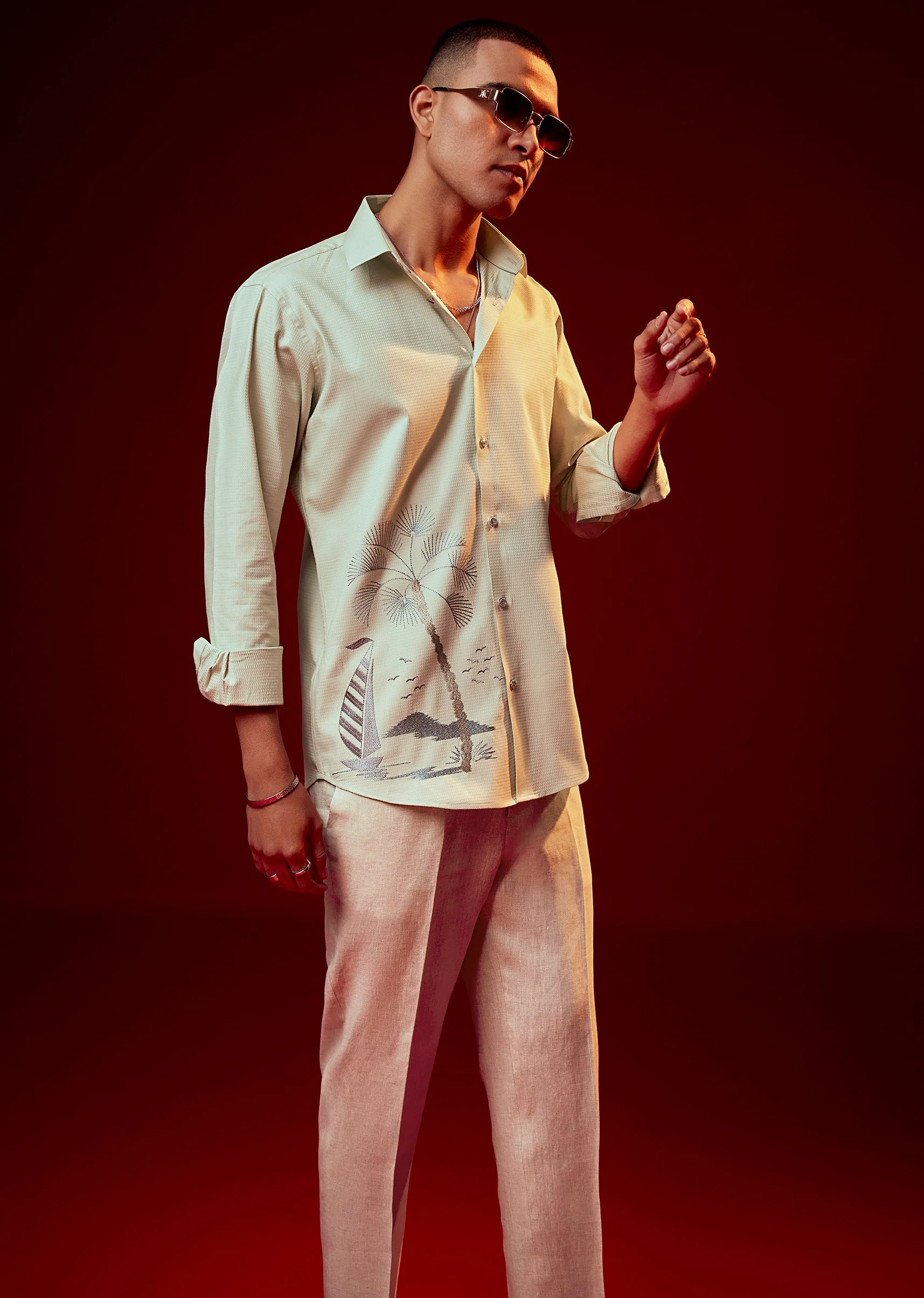 6986-pista-green-embroidered-mandarin-collar-shirt-1.webp Pista Green Embroidered Mandarin Collar Shirt