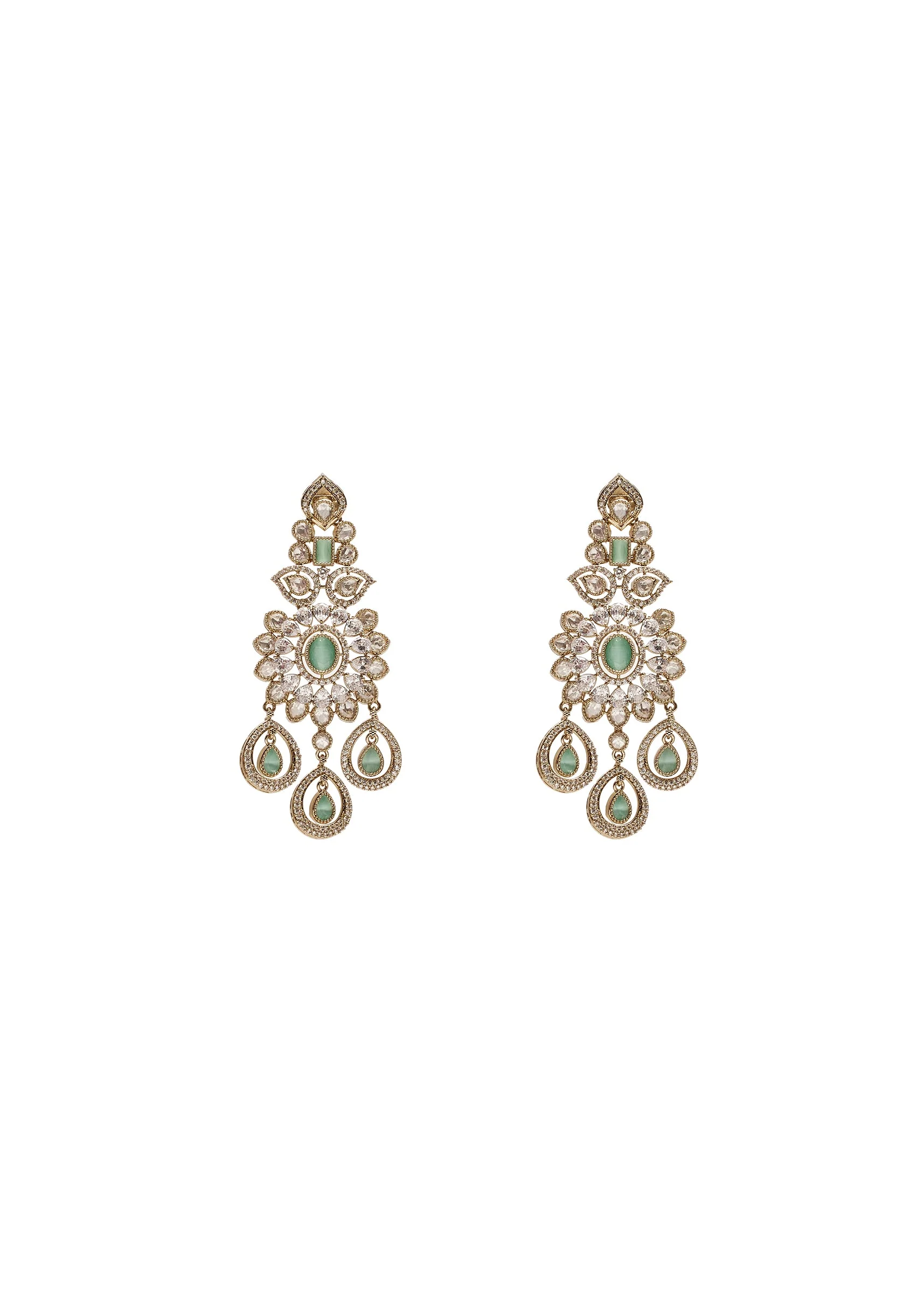Mint Green Gold Wedding Necklace Set