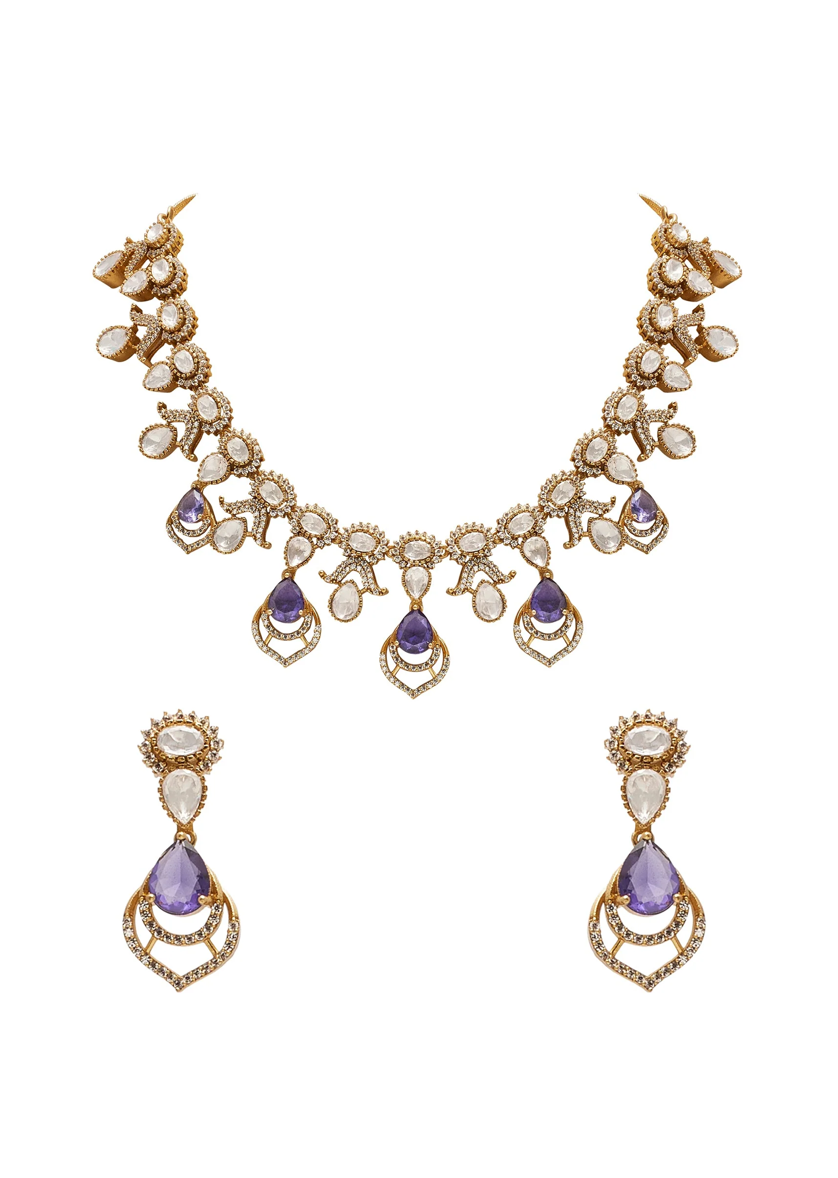 Violet Gold Festive Necklace Set