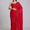 Red Tissue Saree With Heavy Border