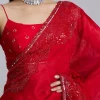 Red Tissue Saree With Heavy Border