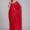 Red Tissue Saree With Heavy Border