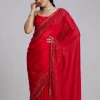 Red Tissue Saree With Heavy Border