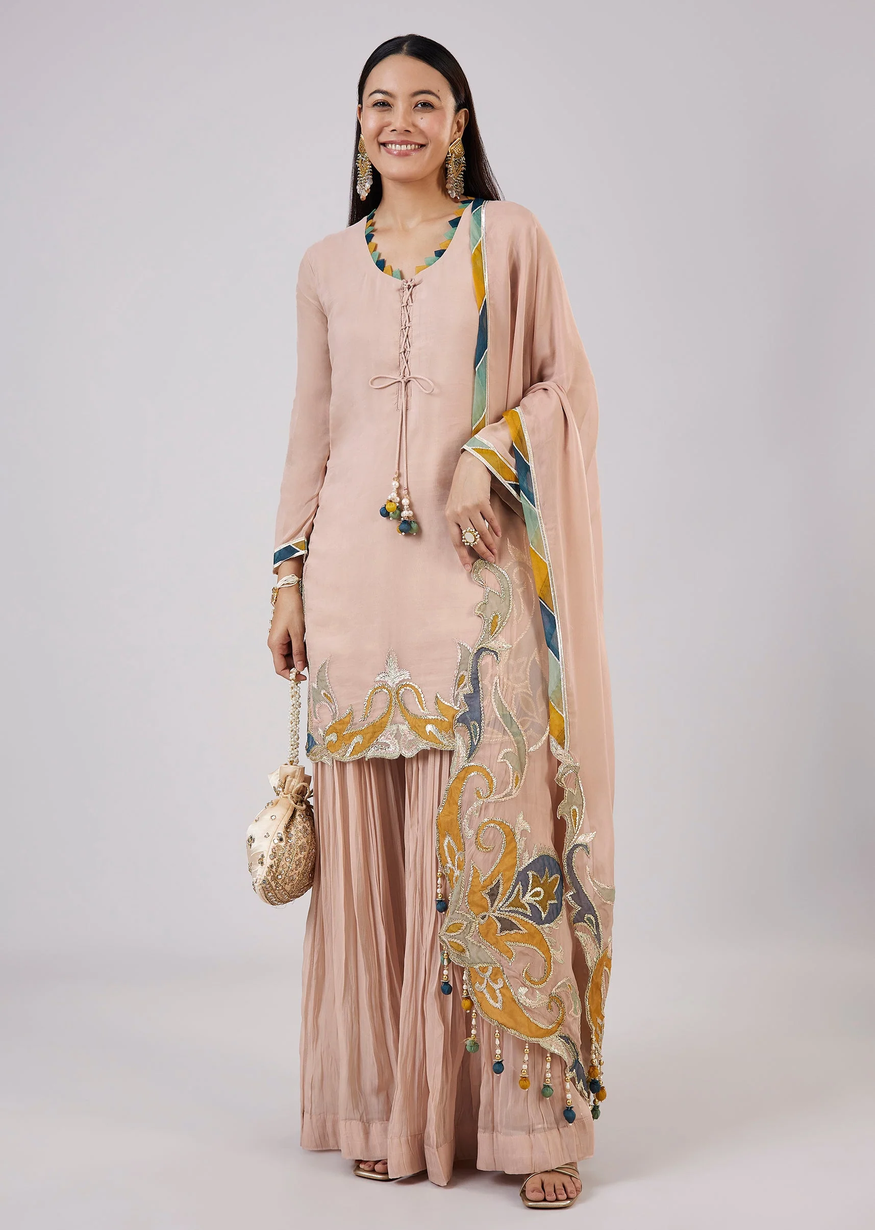 Baby Pink Organza Palazzo Set